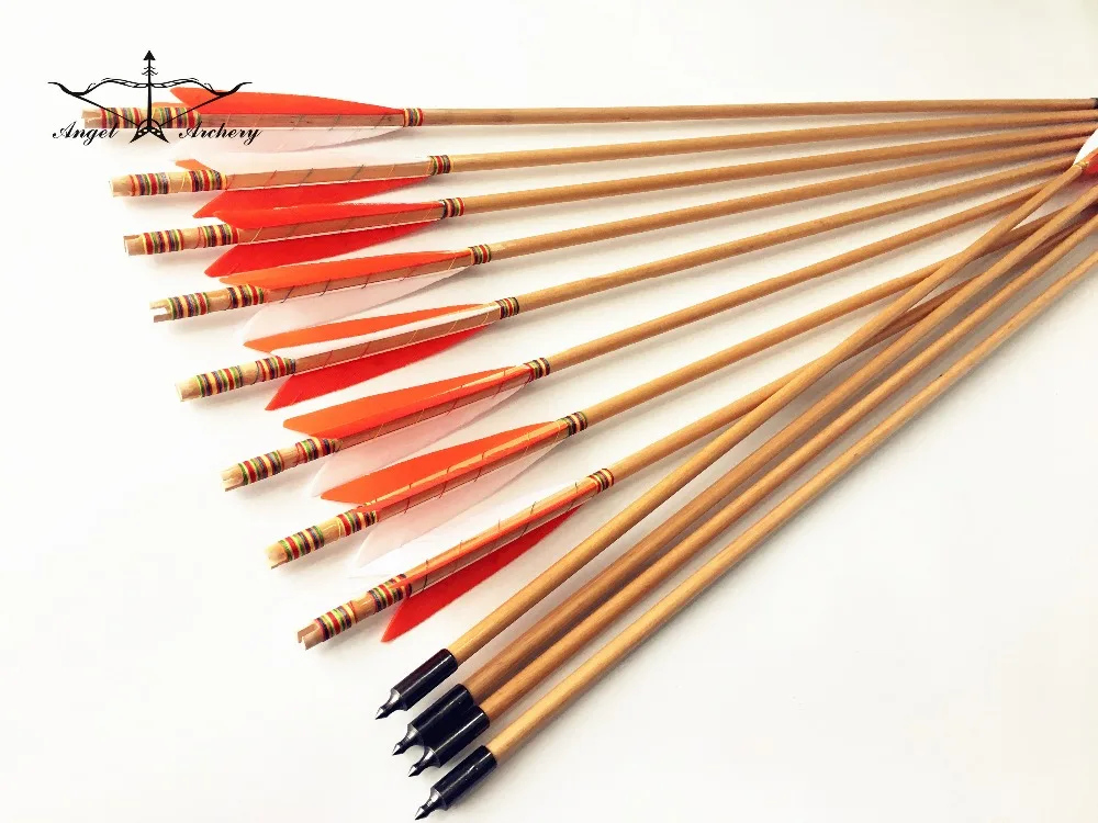 

6pcs/12pcs MEDIEVAL Wooden Arrows Handmade Shaft for Bow Archery Practice hunting colorful wood arrows for hunting