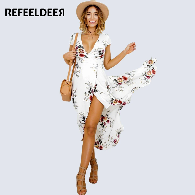 Buy Cheap Refeeldeer Women Summer Dress 2017 Summer Sundress Tunic Bandage Long Maxi Beach Dress White Party Boho Dress Sexy Robe Femme