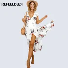 Save 3.45 on Refeeldeer Women Summer Dress 2017 Summer Sundress Tunic Bandage Long Maxi Beach Dress White Party Boho Dress Sexy Robe Femme