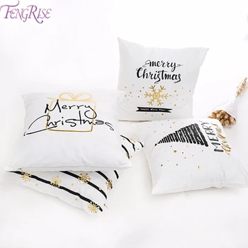 

FENGRISE 45x45cm Red Christmas Pillowcase Merry Christmas Decoration for Home Santa Xmas Gifts Navidad 2020 Happy New Year 2021