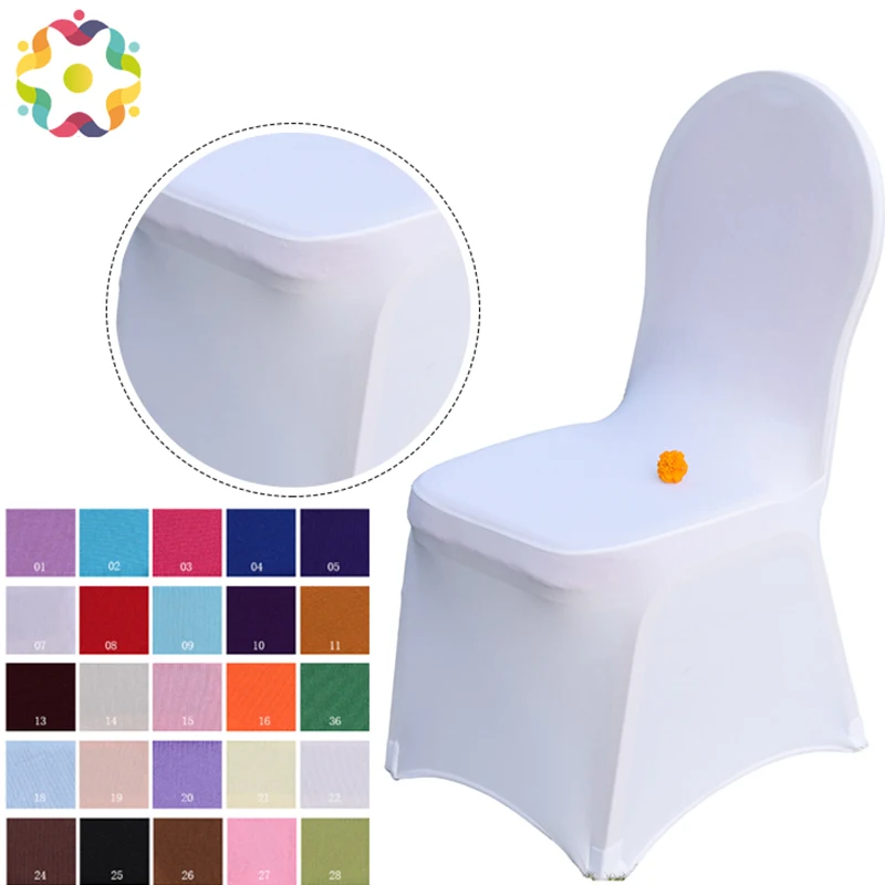 Good White Stretch Universal Polyester Spandex Chaircover Cheap Wedding Chair Covers for Weddings Banquet Restaurant Seat