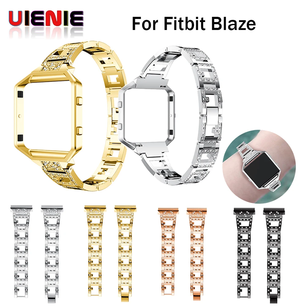 Роскошный браслет из нержавеющей стали со стразами с защитной рамкой для Fitbit Blaze Трекер Регулируемый Браслет ремешок