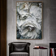 HD נורדי סגנון לבן רוז בד ציור אמנות קיר תמונות כרזות קישוט בית מודרני לסלון HD והדפסים LS006