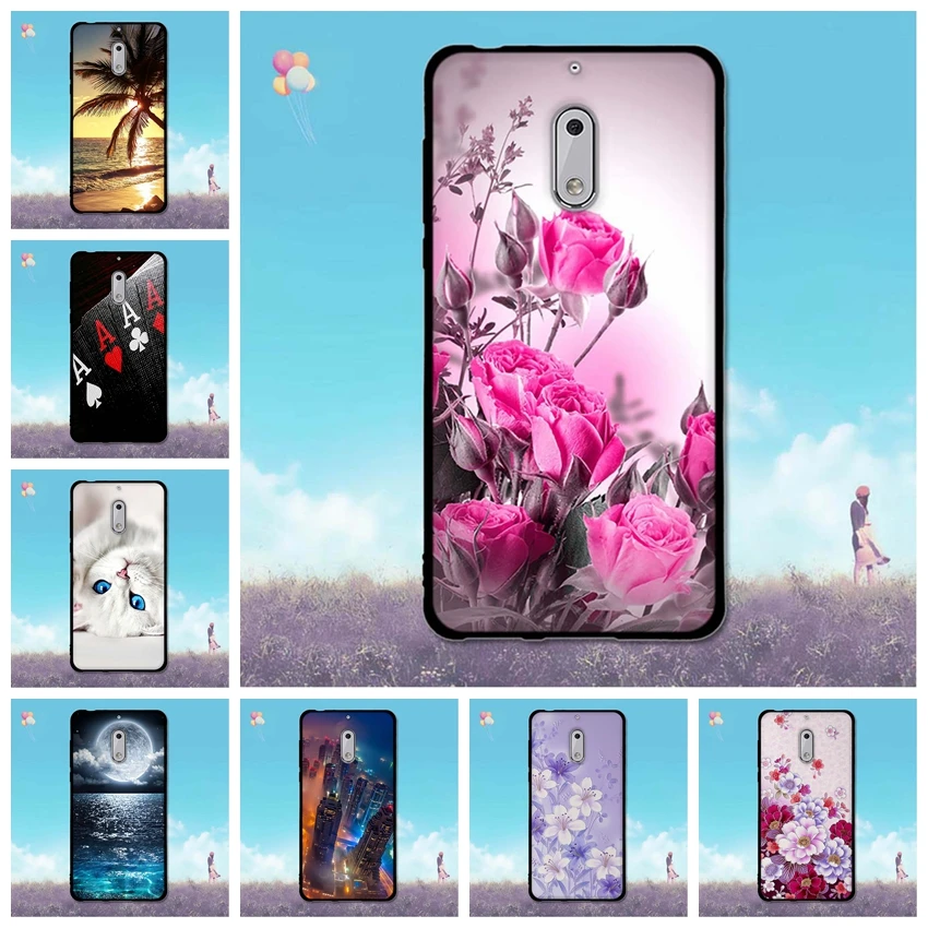 Чехол для Nokia 6 задняя крышка Nokia6 5 дюйма цветочный рисунок телефона TA-1021 TA-1033
