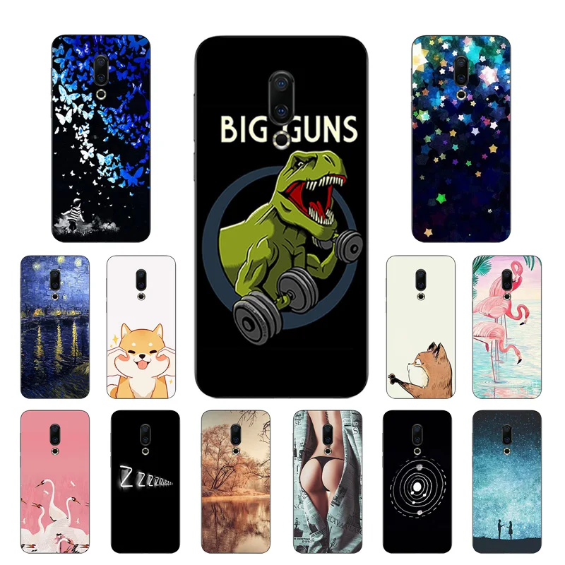 

Coque for Meizu 16th M882Q Black Back Matte Cover 6.0 inch for Meizu 16 Slim Phone Case Transparent TPU BIG GUN Printing Capa