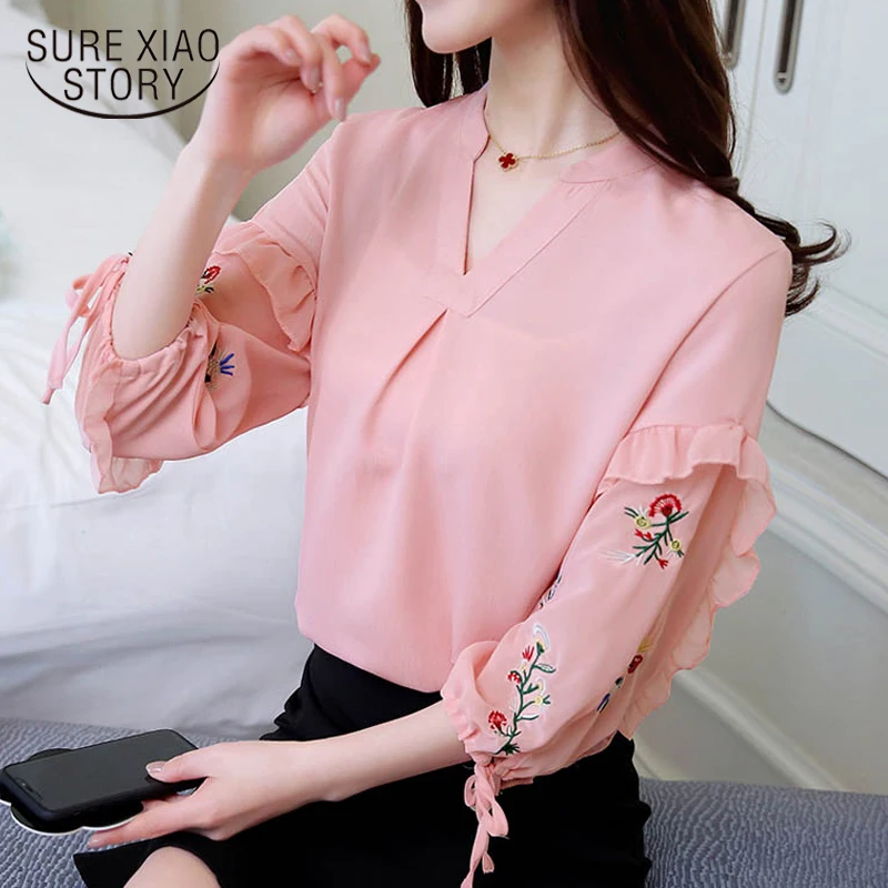 

2018 new spring Korean women fashion long sleeved blouses spliced women clothing lady full sweet style women shirts D549 30