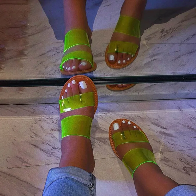 

Woman Summer Flat Slippers Transparent Soft Jelly Shoes Female Cool Flip Flops Sandals Women Outdoor Beach Ladies Slides 2019