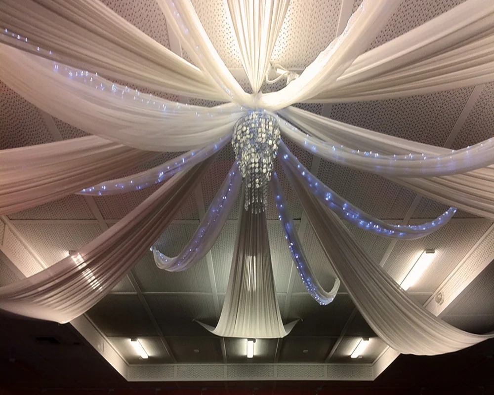1pcs White Chiffon Ceiling Drapes Table Swag For Weddings Events