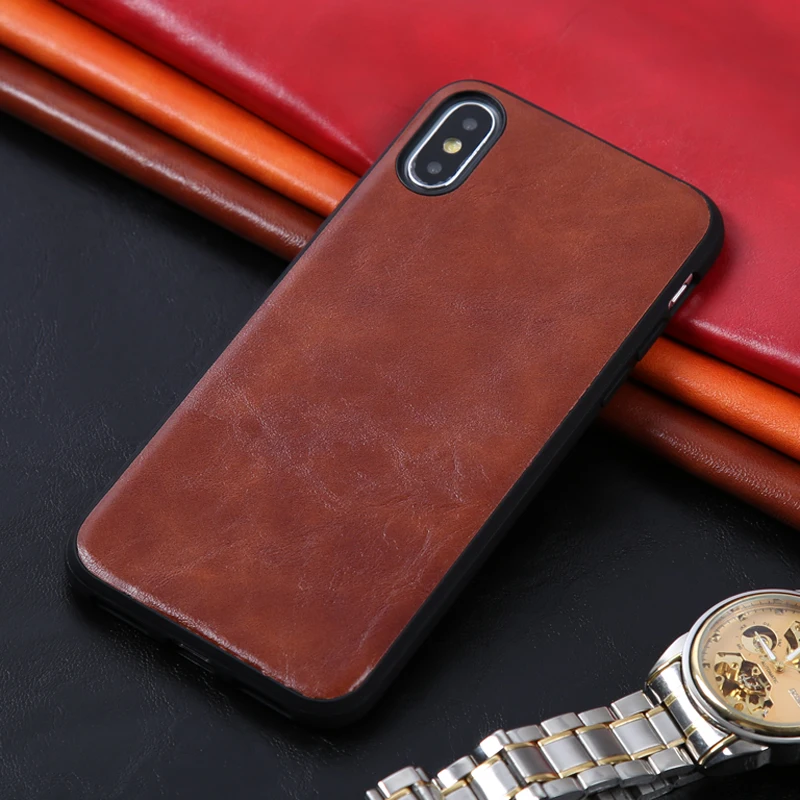 

10PS Low price Phone Cases For iPhone X Xs Max Cover PU Leather Oil wax skin TPU Silicone Case For iPhone 6 6S 7 8 Plus Shell