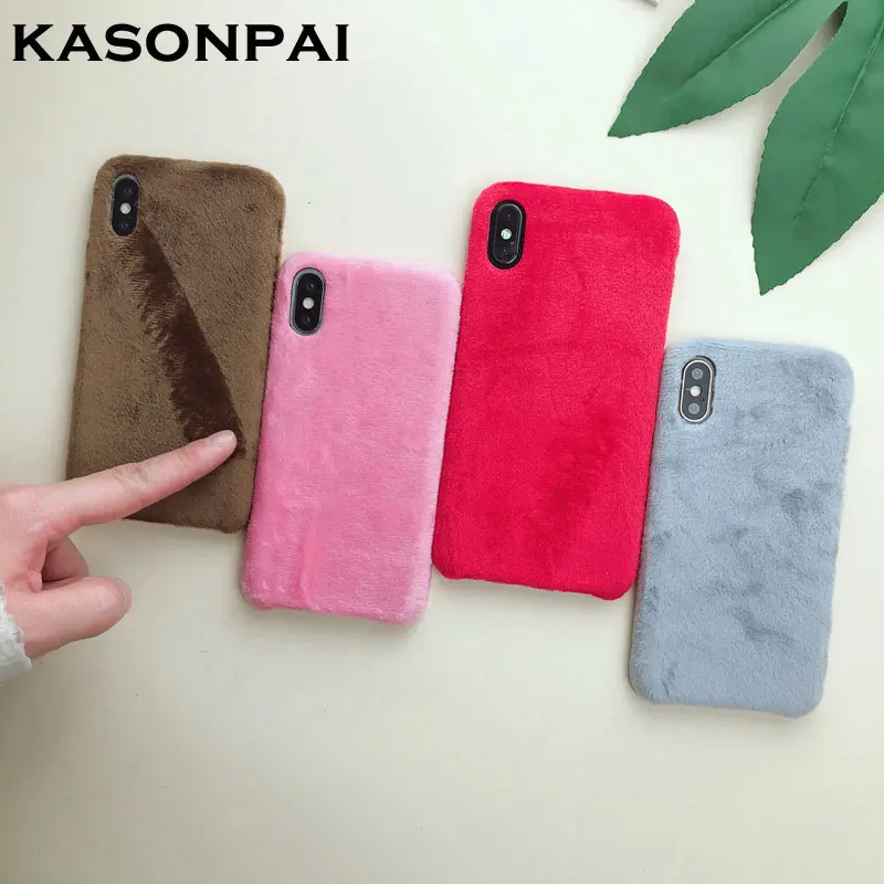 Пушистый чехол для iPhone 11 Pro Max X XS XR зимний теплый меховой Плюшевый 6 6S Plus 7 7Plus 8 8Plus