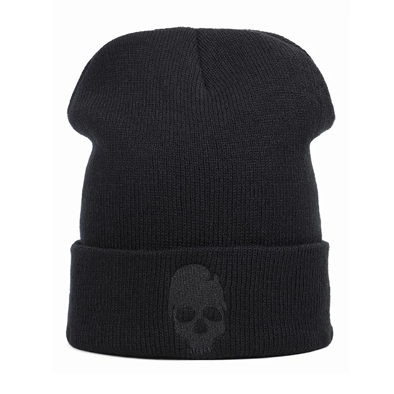 Skullies Beanie Men Boy Autumn Winter Knit Hat Warm Acrylic Brim Embroidery Skiing Sports Outdoor Accesssory (3)