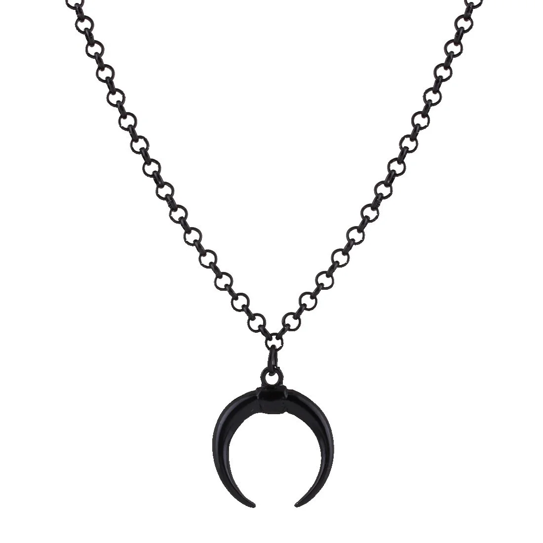 MD, подвеска в форме половины Луны в стиле панк, черная цепочка, модное женское ожерелье, цепочка на свитер - Окраска металла: Black
