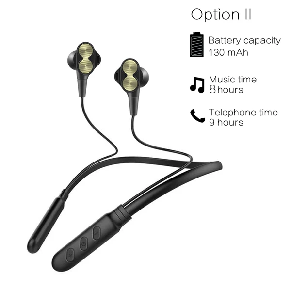 CBAOOO B800, беспроводные Bluetooth наушники, спортивные наушники, двойной привод, гарнитура, стерео бас, Bluetooth наушники с микрофоном для телефона - Цвет: Gold  7H