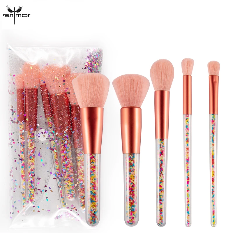 

Anmor 5Pcs Makeup Brushes Make Up Brush Soft Foundation Set Eyeshadow Cleaner Blending Professional With Cosmetic Tools PP Bag