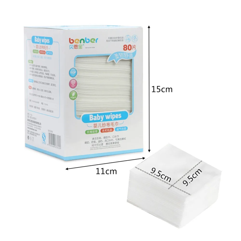  80 PCS Disposable Gauze Towel Wet and Dry Handkerchief Wipes inflavel towel superme baby towel moda