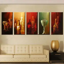 Расписанную абстрактные красочные чашки и бутылки масла Картины на холсте Современный домашний декор стены Книги по искусству ручной