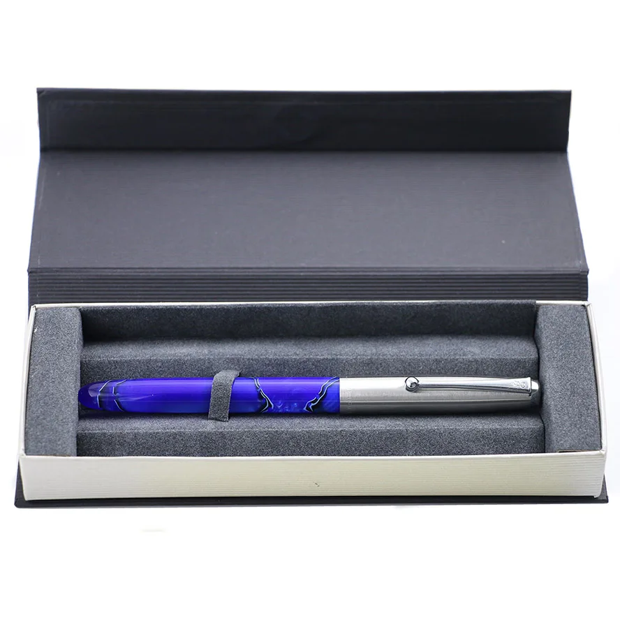 Высокое качество Jinhao 51A акриловая авторучка 0,38 мм дополнительный тонкий наконечник органические стеклянные чернила ручка Подарочная коробка набор - Цвет: Dark blue
