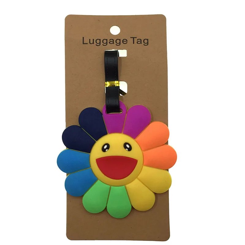

Portable Cartoon Sun Flower Luggage Tags Silica Gel Suitcase Cartoon Holder Baggage Boarding Addres Credt Travel Accessories