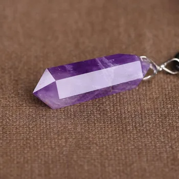 

Druzy Natural Amethysts Hexagonal Column Necklaces Natural Crystal Pendants Pendant Leather Chains Necklace For Women Jewelry