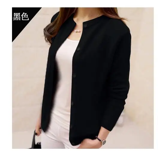 

Winter New Women Long Sleeve O-Neck Casual Sweater Jackets Candy Color Slim Cardigan Sweaters Tops