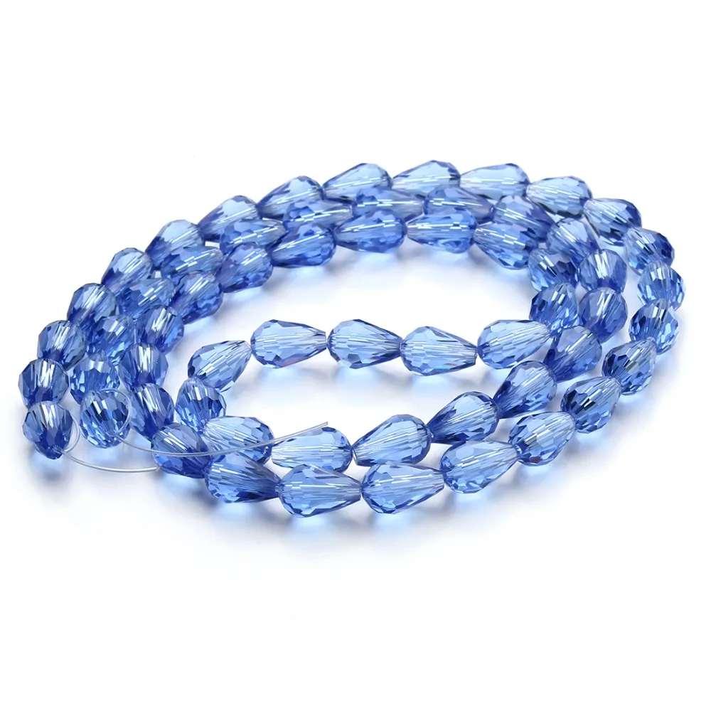 Wholesale 8*12mm Blue Faceted Crystal Glass Water Drop Beads Czech Seed