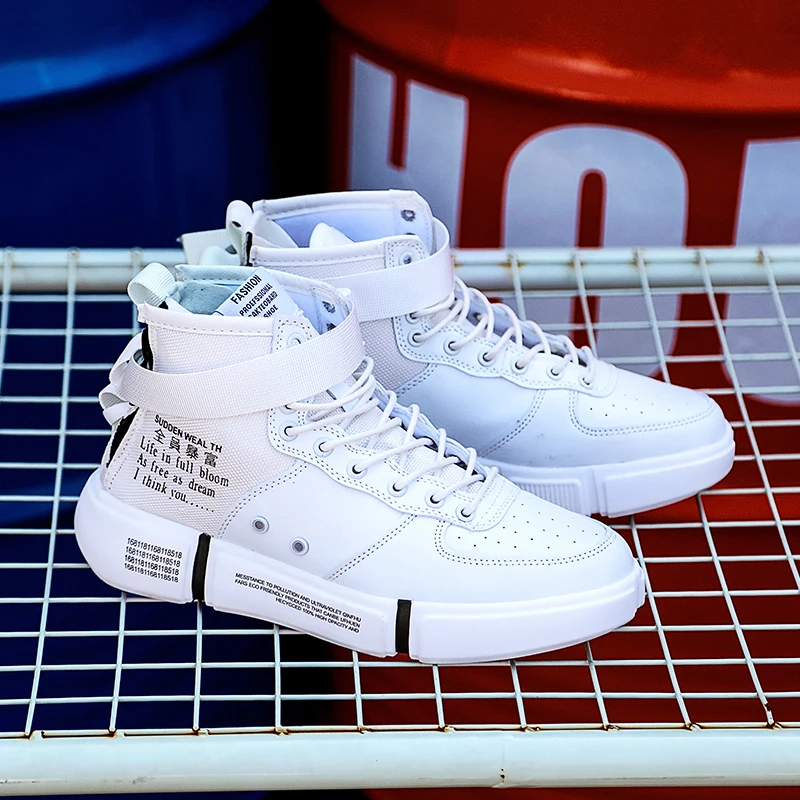 

High Top Sneakers Men Casual Shoes Lace-up Men Sneakers Breathable White Shoes Summer Fashion Men Shoes Trainers Zapatos Hombre