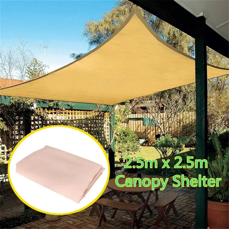 2.5x2.5M Top Sun Shade Sail Shelter Outdoor Garden Patio Car Cover Awning Canopy