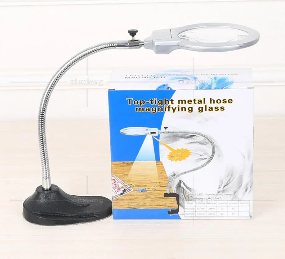 

2.5X 5X 107mm Desktop Table Lamp Magnifier Old Man Reading Led Reading Circuit board Cellphone Repair Welding Magnifying Glass