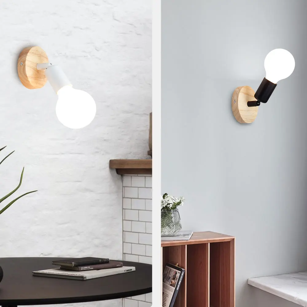  LED Wall Lamp Modern Wood Lamp Nordic Loft Style lamps Industrial Vintage Iron wall light for Bar C - 32891143551