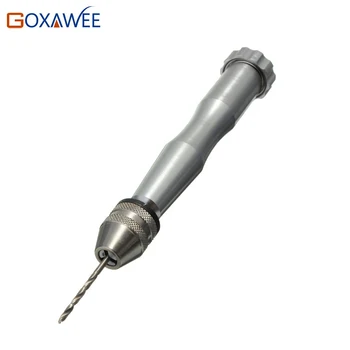 

GOXAWEE 1pc Mini Micro Aluminum Hand Drill Drilling Clamping 0.3-3.5mm+10 PCS Drill Bits Power Tools for Woodworking