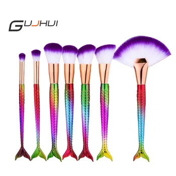 

New Hot Fish Shape Makeup Brushes Kits for Women Foundation Face Lips Eyes Synthetic Hair 7pcs Brand Make Up Brush Sets Tools