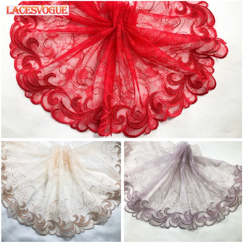 

5meters 20cm Purple Mesh embroidered lace fabric Lace ribbon for needlework Patchwork Lace for sewing Dress lace trim LAVO448
