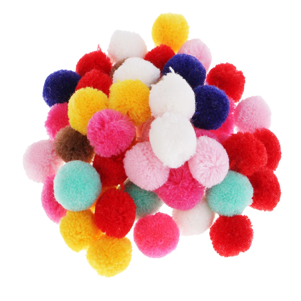 50pcs Mixed Yarn Fluff Ball Pom-Pom For Craft Making DIY Creative Decor