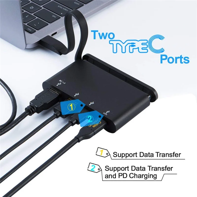 Type C до 2 USB 3,0+ 2 USB-C передачи данных и PD зарядный адаптер, Совместимость с Thunderbolt 3, поддержка OTG