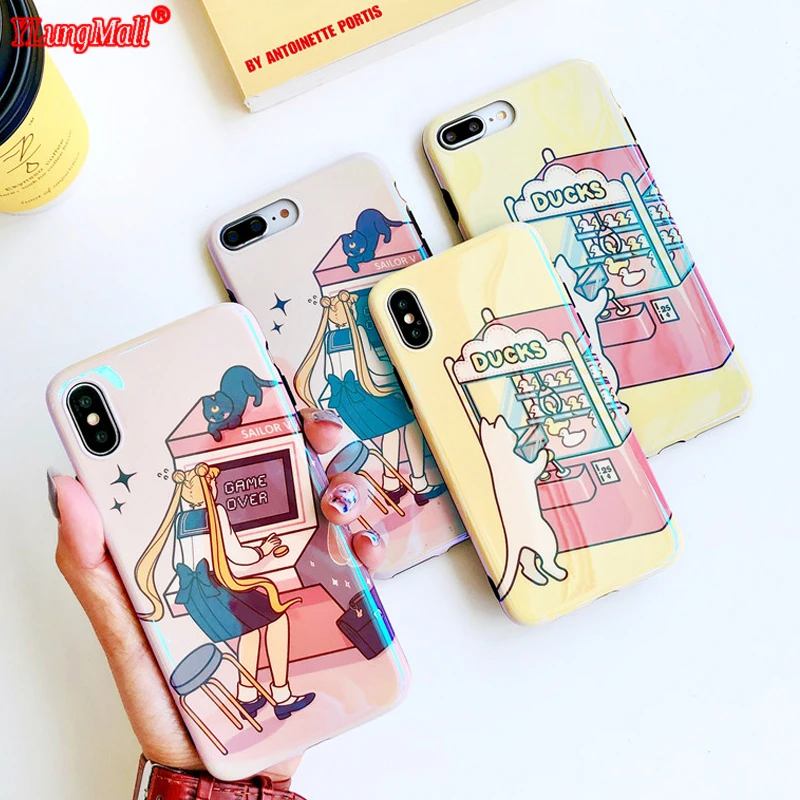 

Sailor Moon Pattern Funny Crayon Shinchan IMD Phone Case for iPhone 6 6S 8 7 Plus XR X Soft Silicone Coque for iPhone XS Max
