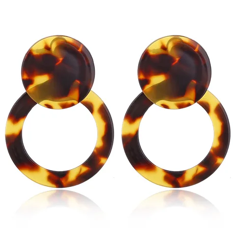 Leopard Round Acetic Acid Sheet Hoop Earrings For women Big Minimalistic Circle Acrylic Earrings New Boho Jewelry