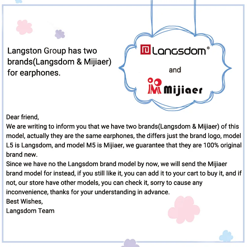 Langsdom M5 Bluetooth наушники с микрофоном беспроводные спортивные половина вкладыши