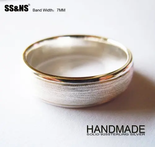 

Mens 7mm Solid 925 Sterling Silver Plain Band Ring