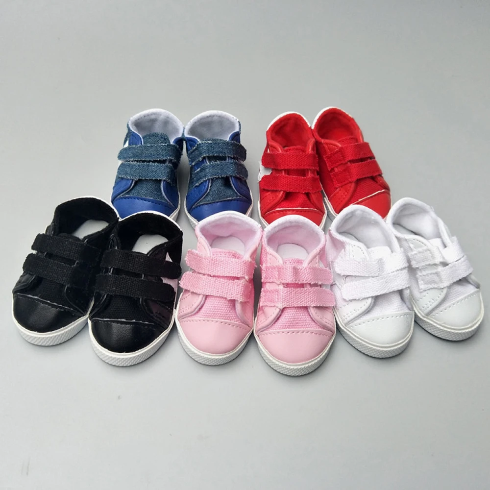 New arrival doll shoes for 18 inches American doll and 43CM doll spring canvas sport shoes HOOk&LOOP five stars Doll Accessories (7)