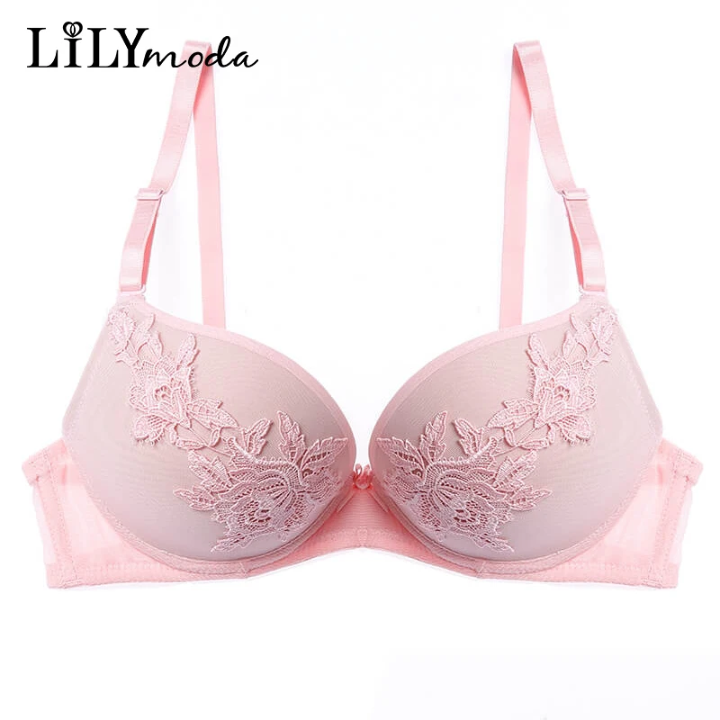 

2018 High Quality Ladies Sexy Bra Luxury Floral Embroidery For Women Push Up 3/4 Cup Underwear Female Lingerie Brassiere Soft