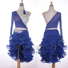 Латинский бальный танец платье танец живота платье Восточное танцевальное платье Синий Оранжевый Красный