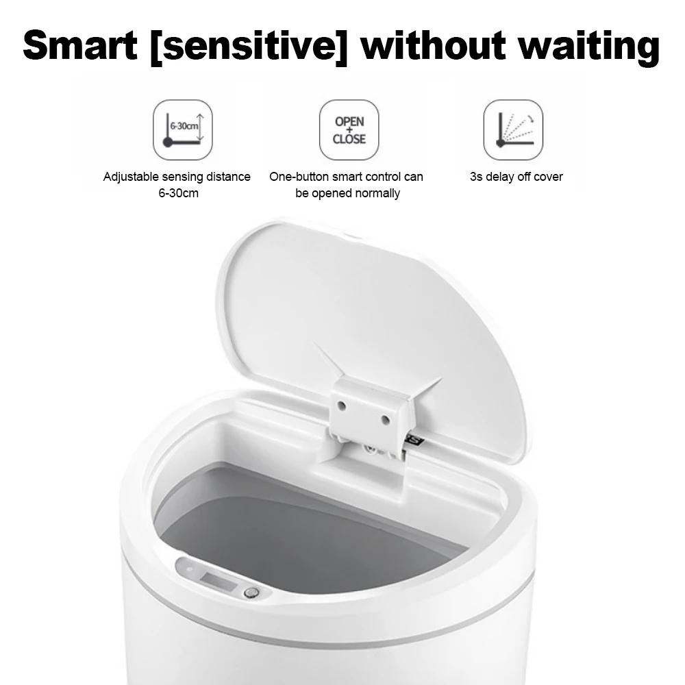 

10L Smart Trash Can Automatic Led Wireless Induction Waste Bin Container Trash Can Kitchen With 3 Garbage Bags Features: