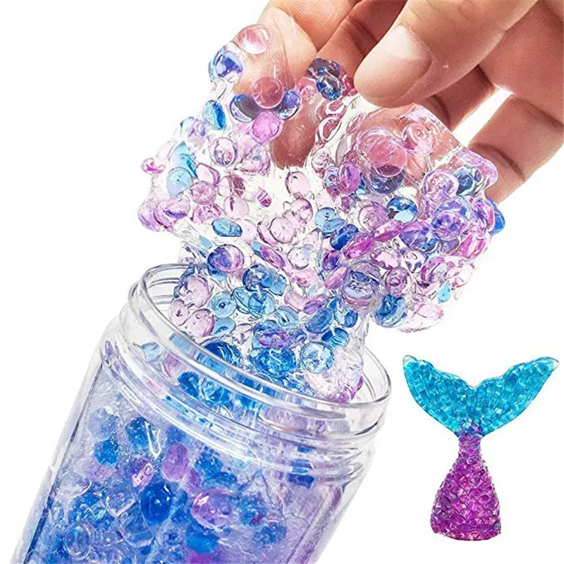 

60/120 ML Plastic Fishtail Slime Lizuny Clear Fluffy Mermaid Crystal Mud Stress Relief DIY ToyPlasticine Slime Supplies Charm
