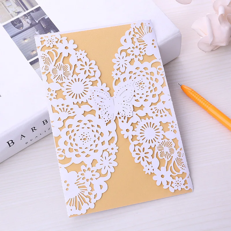 

FANLUS Delicate-Butterfly-Wedding-Invitation-Card-Party-Festival-Supply-Paper-Crafts