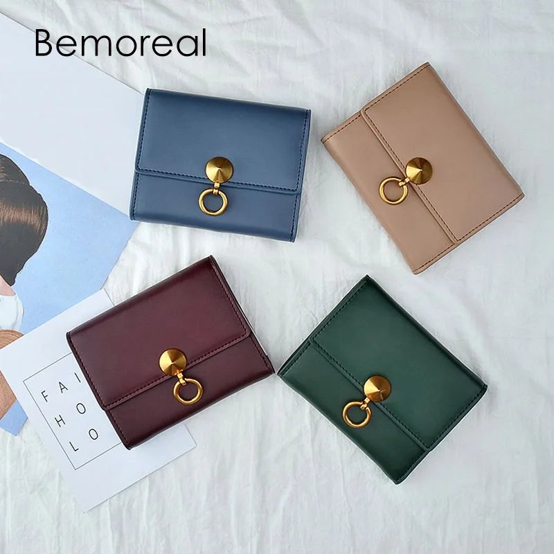

Bemoreal Short Wallet for Women fashion money bag high quality brand European Change purse Split leather Small Purse