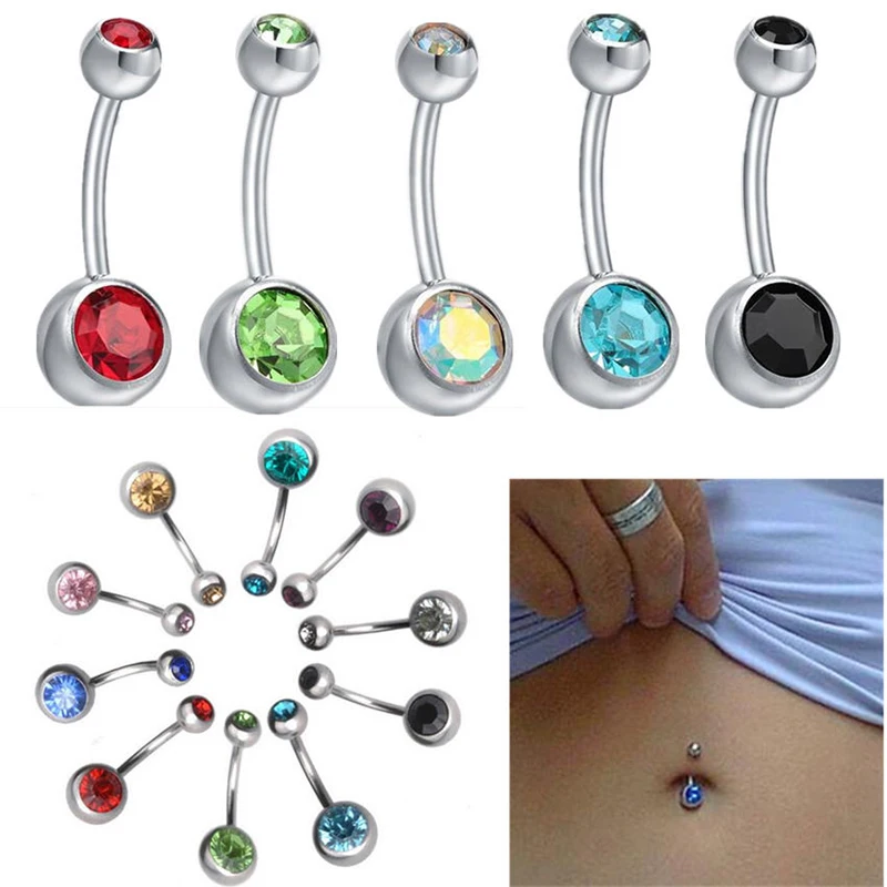 

New Fashion Women Surgical Steel Crystal Navel Belly Button Ring Bar Body Piercing Jewelry #83755