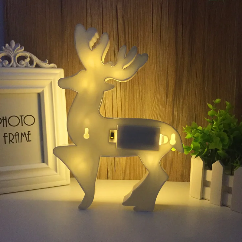Lovely 3D Led Night Lamp Christmas Decoration Elk Deer Marquee Led Night Lights Warm White Luminaria Led Table Desk Wall Light (5)