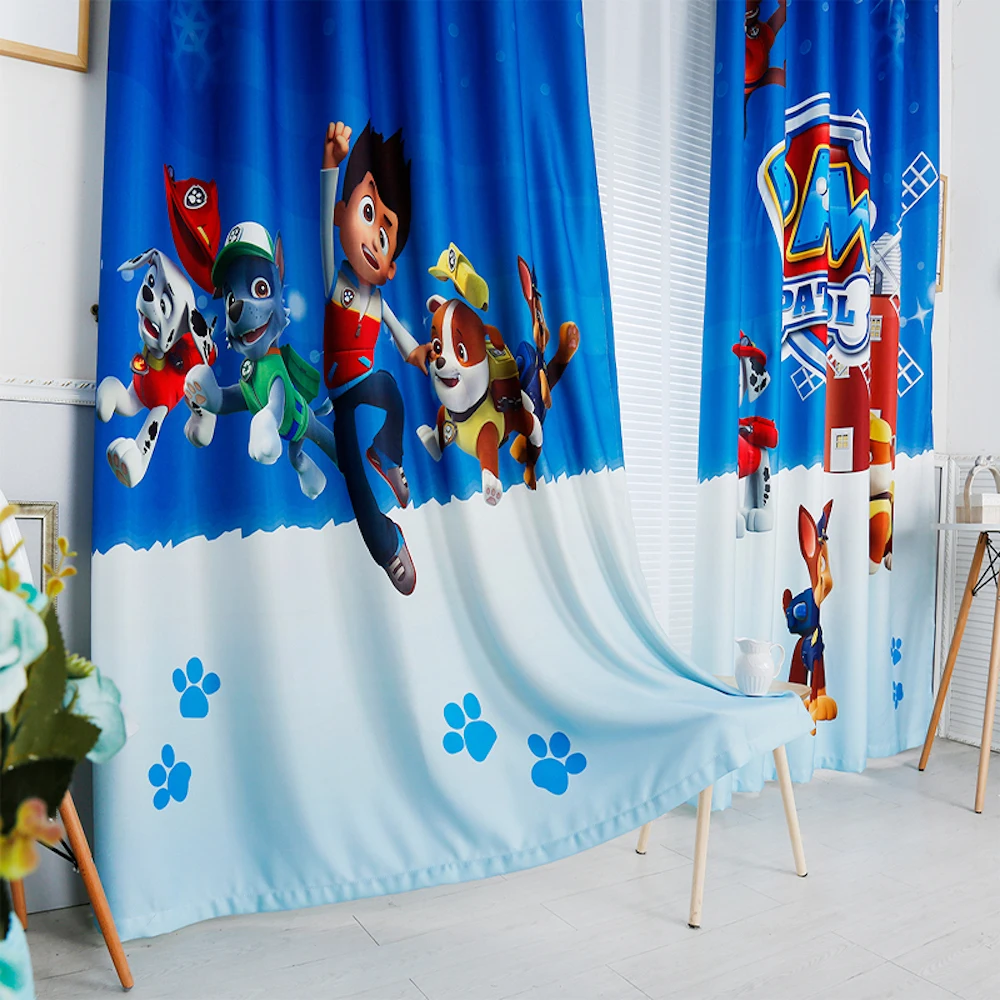 На заказ 2x драпировка с люверсами драпировка занавеска для мальчиков детская комната занавеска для окна 200x260 см щенок собака Луна лапа синий