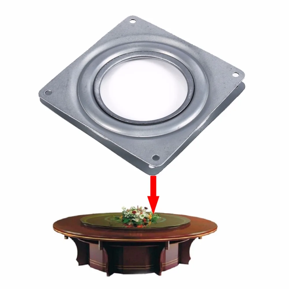 

4 Inch Square Rotating Swivel Plate Replacement Metal Bearing Turntable TV Rack Desk Seat Swivel Plate Bar Tool