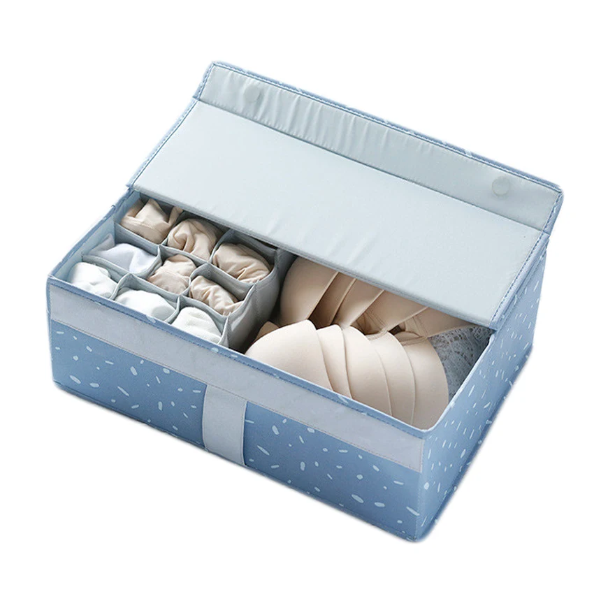 

Foldable Bra Underwear Socks 16 Grids Storage Box Halp Open Cover Home Canvas Wardrobe Closet Drawer Organizer